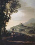 Claude Lorrain Pastoral Landscape with Piping Shepherd (mk17) oil on canvas